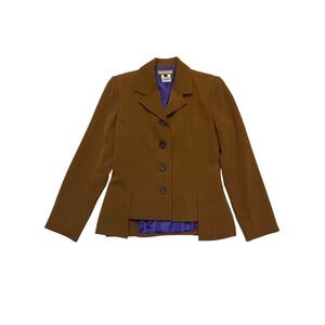 Thalian Brown Lightweight Wool Blend 2000s Classic Old Money Blazer Size 4